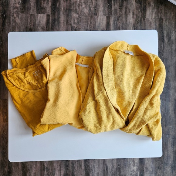 LOFT Tops - Lot of 3 Yellow Tops Womens Extra Large Cardigan Long Sleeve Short Mustard Soft‎